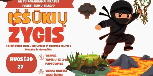 Iššūkių žygis Vilniuje - 4,5 km šeimų trasa su kliūtimis drąsiems žygeiviams
