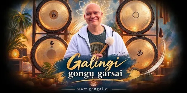 Maudynės Gonge - galingų garsų improvizacija. Veda Vyrenijus.