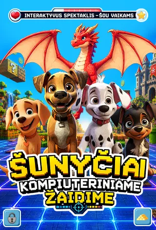 Interaktyvus spektaklis-šou vaikams "Šunyčiai kompiuteriniame žaidime"
