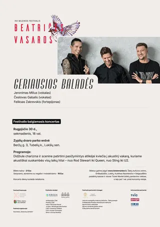 Beatričės vasaros festivalis | Baigiamasis koncertas „GERIAUSIOS BALADĖS“